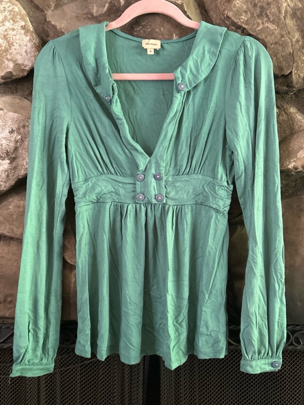 Ella Moss Green Long Sleeve Empire-Waist Peplum Top